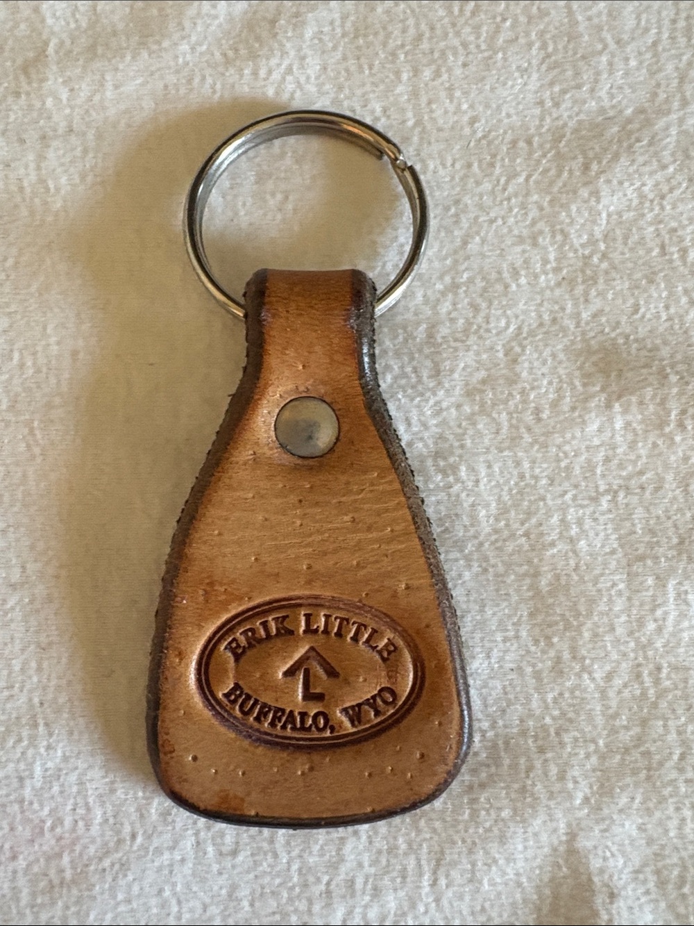 Louis Vuitton Brown Leather Key Fob with Silver Ring